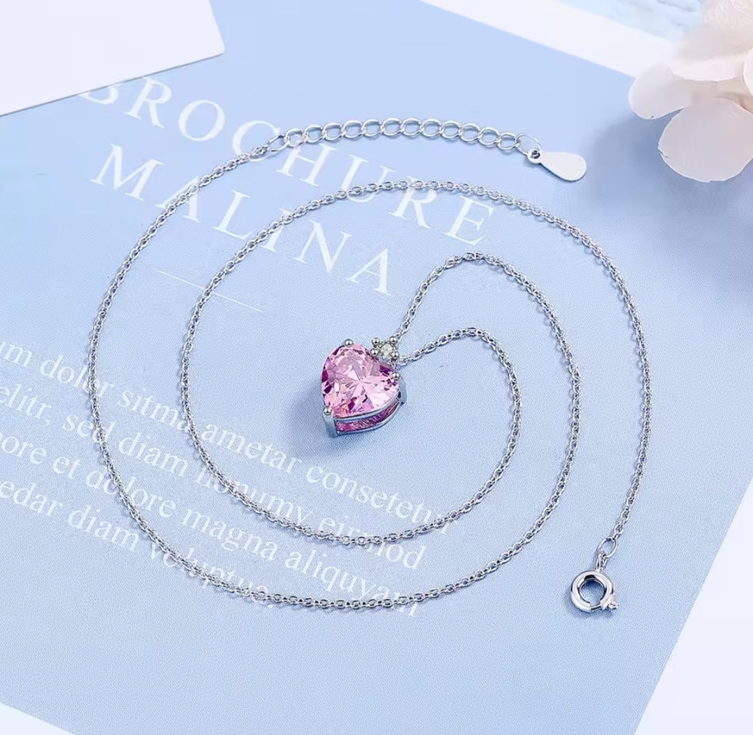 Collier Sandra coeur rose