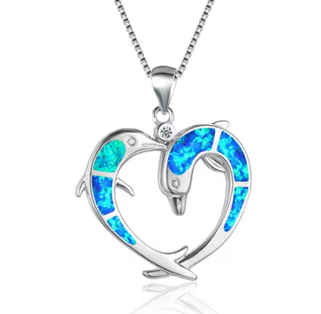Collier Coeur Dauphins