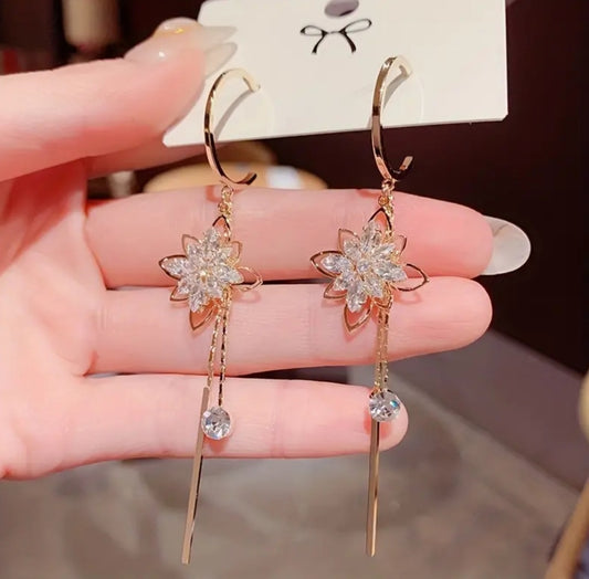 boucles Nathalie fleur doré strass