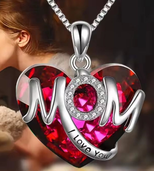 Collier Sarah coeur maman  rose