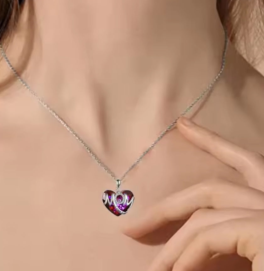 Collier Sarah coeur maman  rose