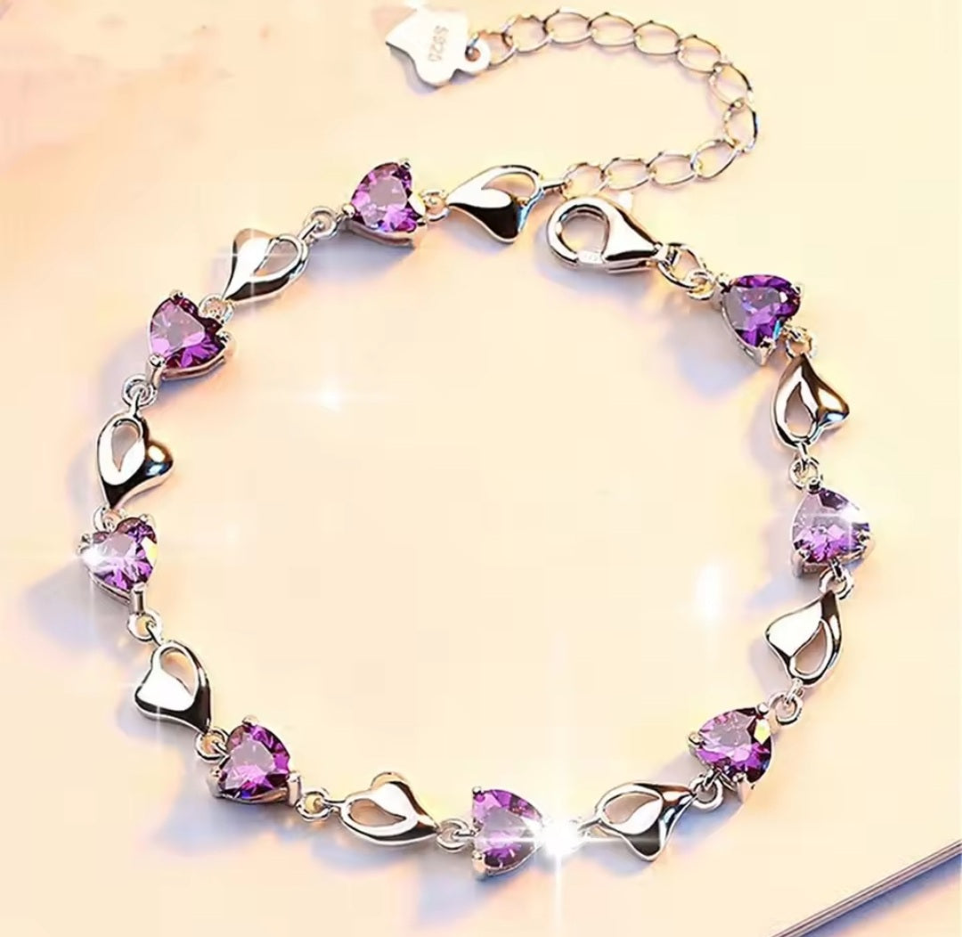 Bracelet Myriam coeur argenté/violet