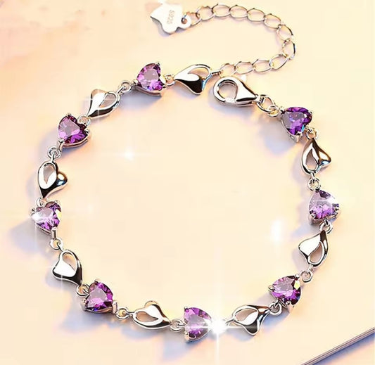 Bracelet Myriam coeur argenté/violet
