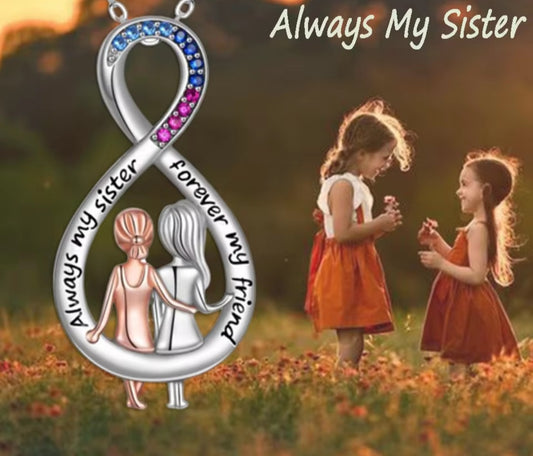 Collier soeur/amie strass argenté