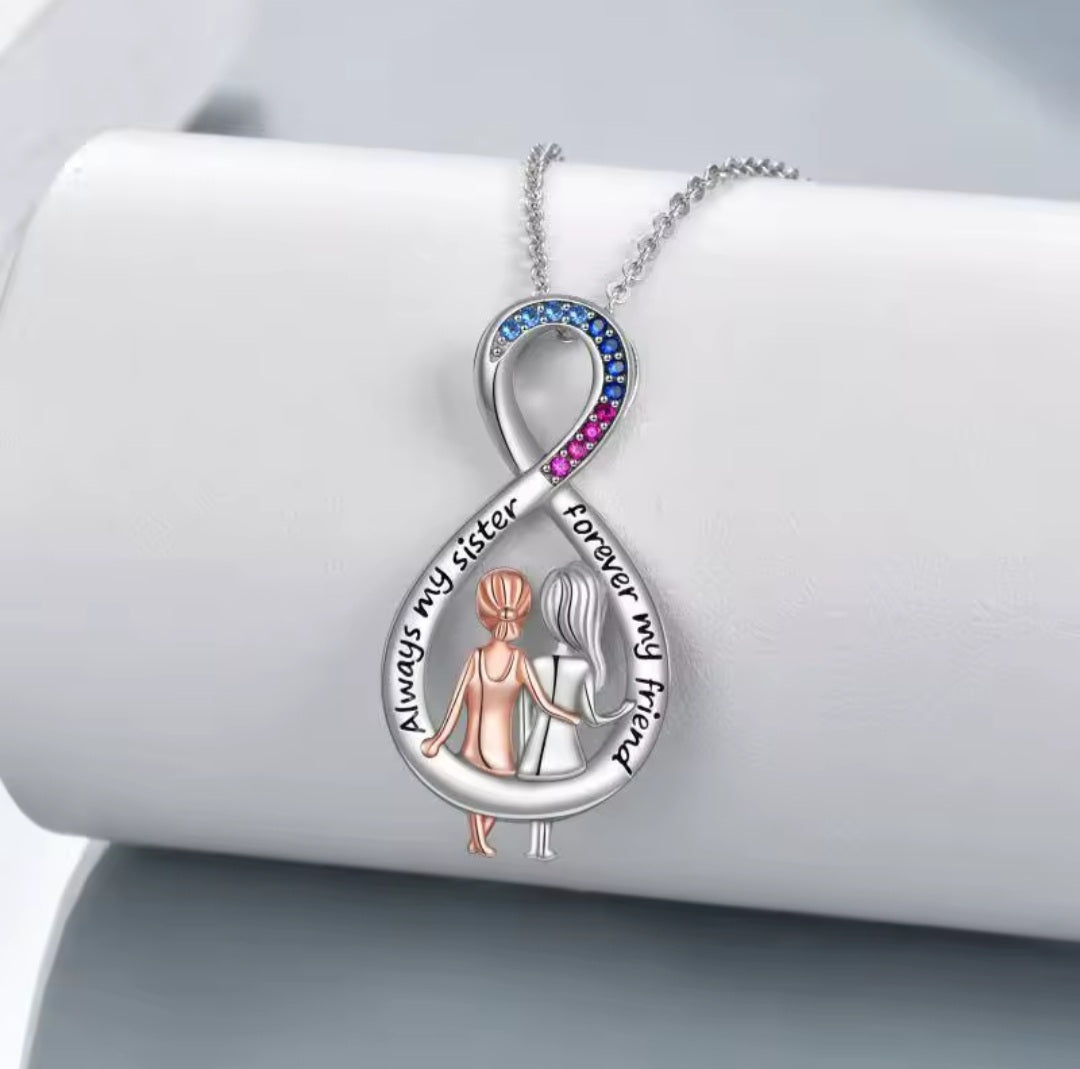 Collier soeur/amie strass argenté