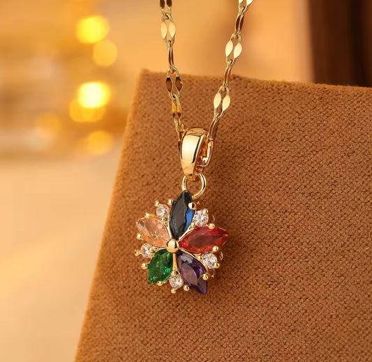 Collier Zara fleur coloré