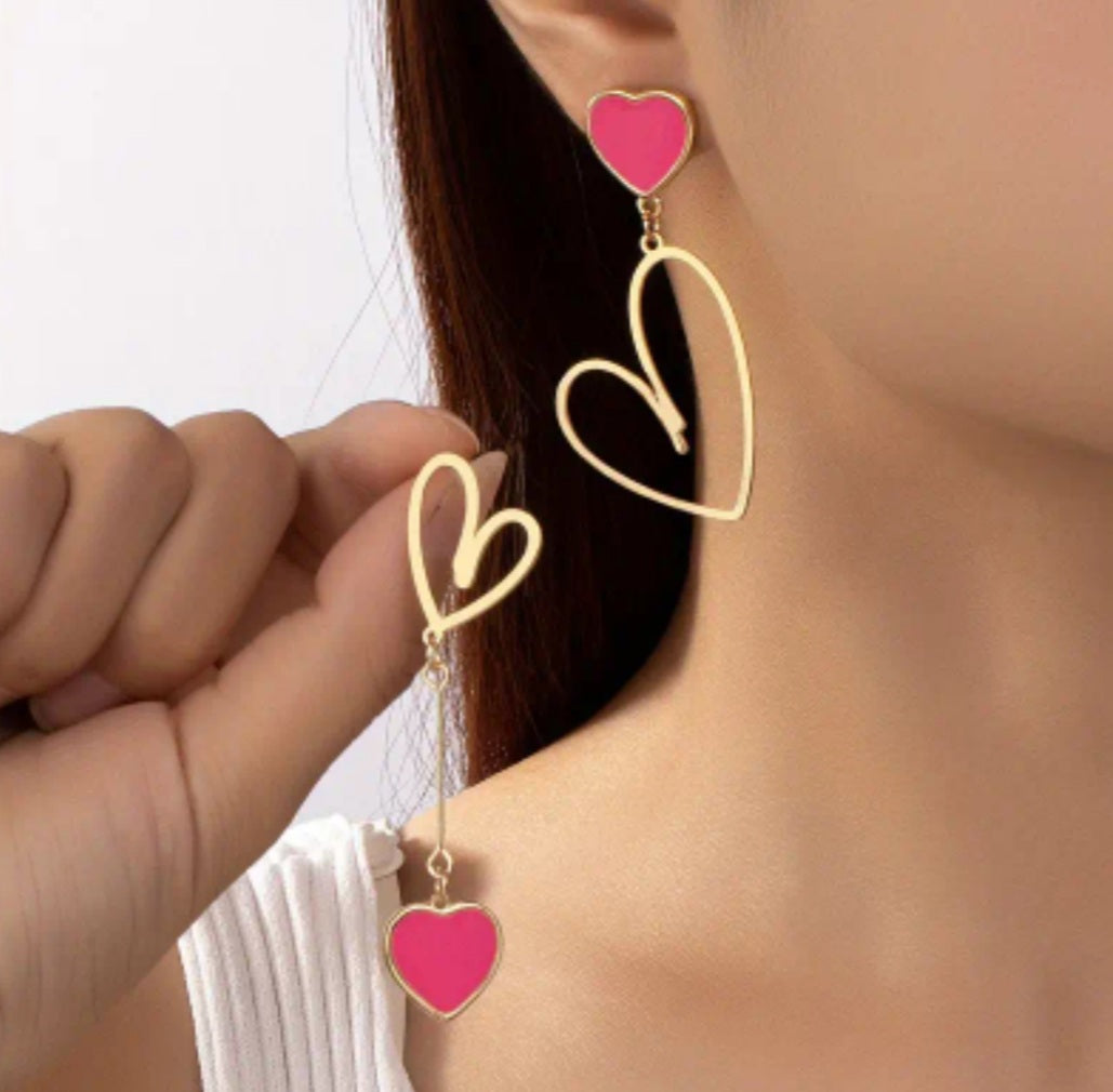 boucles Florence asymétrique coeur rose