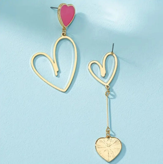 boucles Florence asymétrique coeur rose