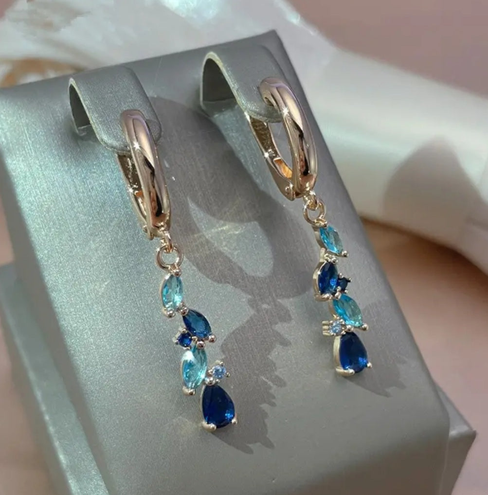 boucles Katia strass bleu/doré