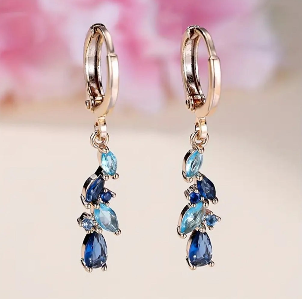 boucles Katia strass bleu/doré