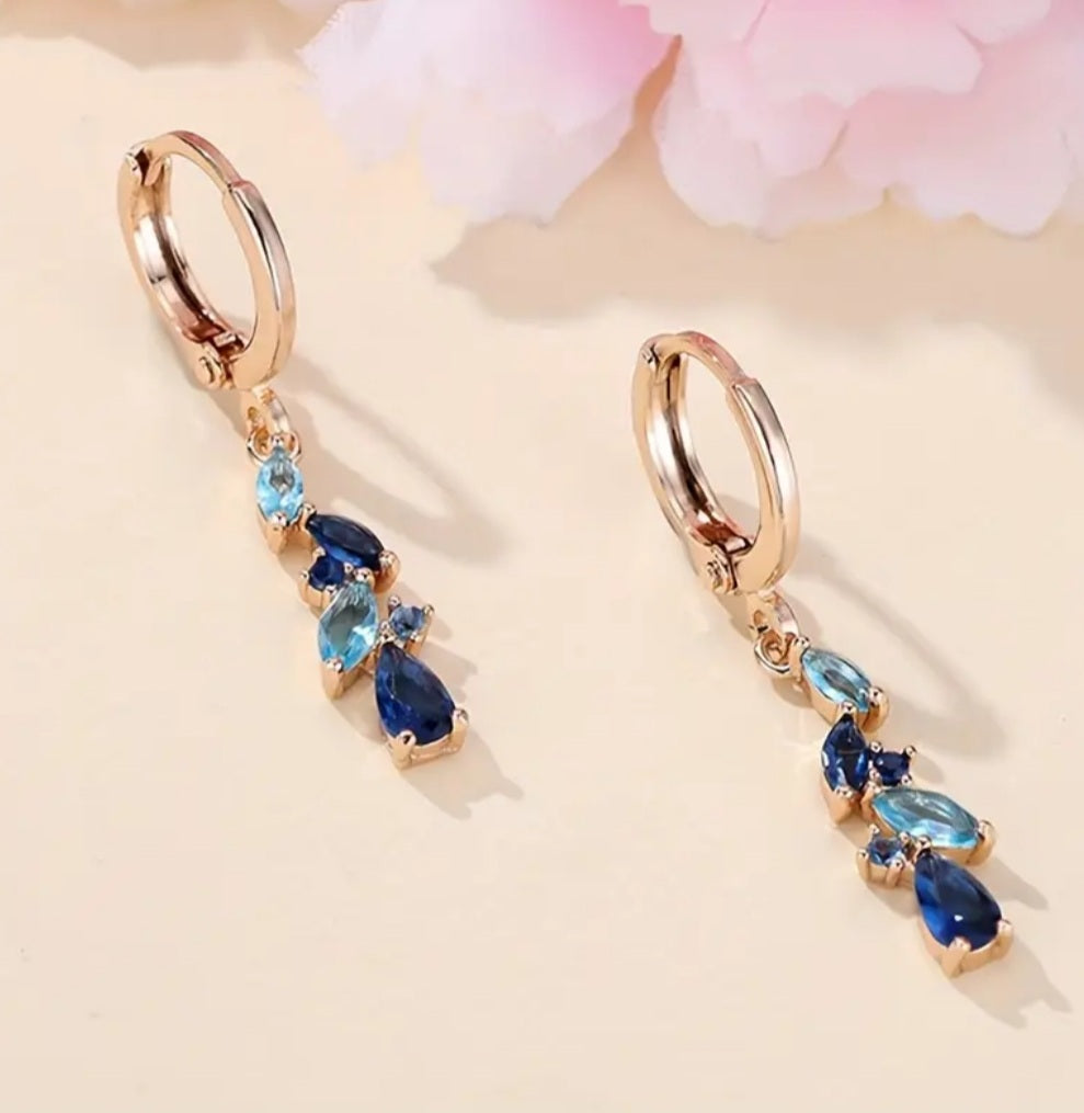 boucles Katia strass bleu/doré