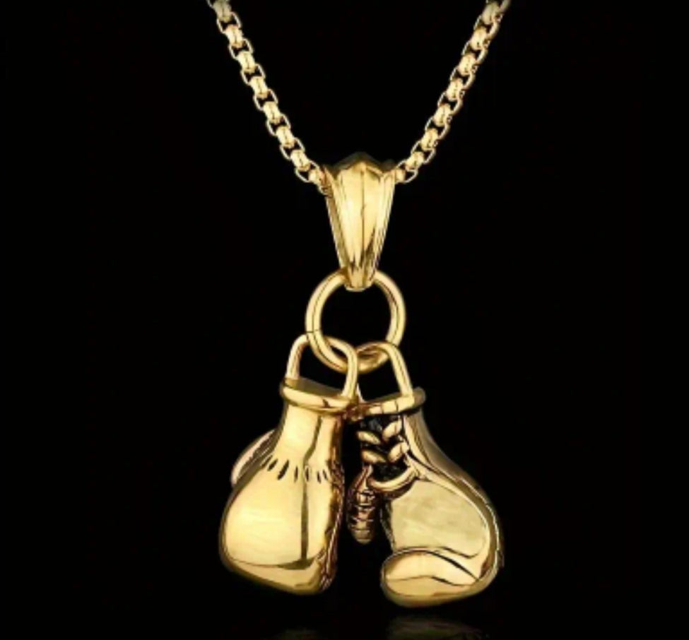 Collier gant de boxe doré