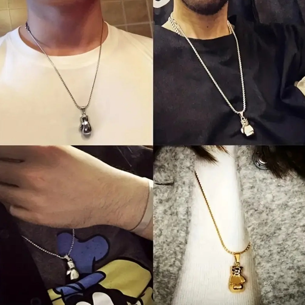 Collier gant de boxe doré
