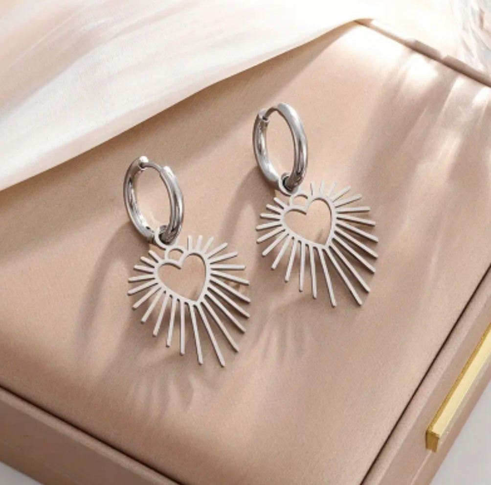 boucles Mélina coeur élégante argenté