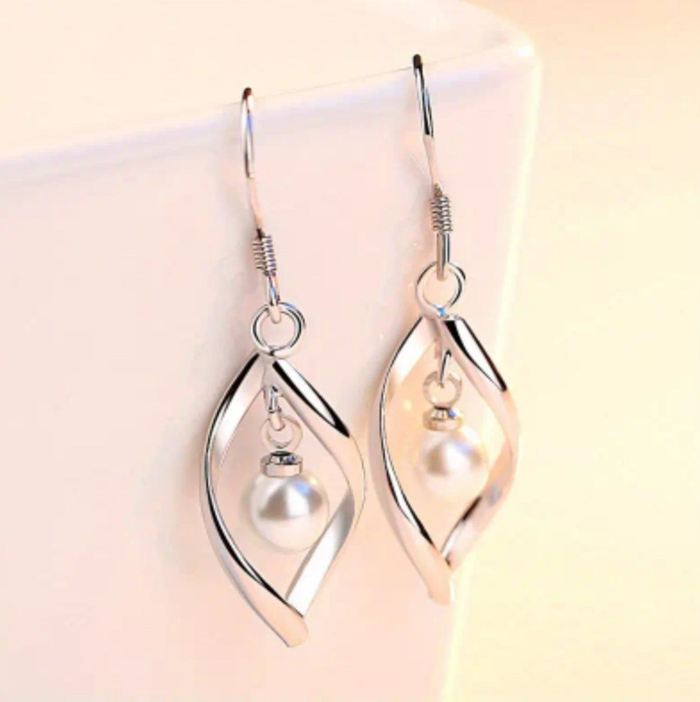 boucles Lorena argenté perle