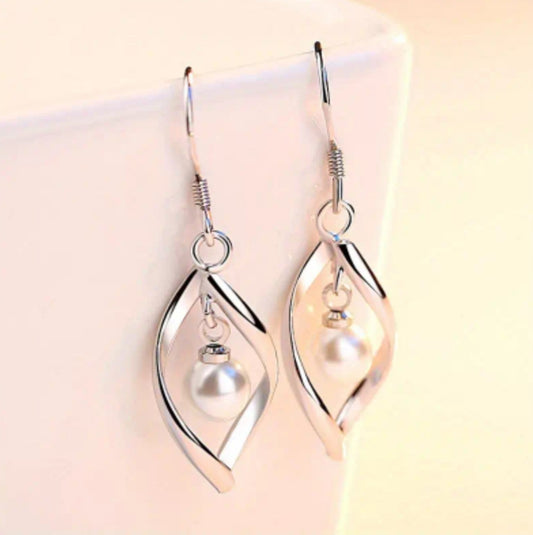 boucles Lorena argenté perle