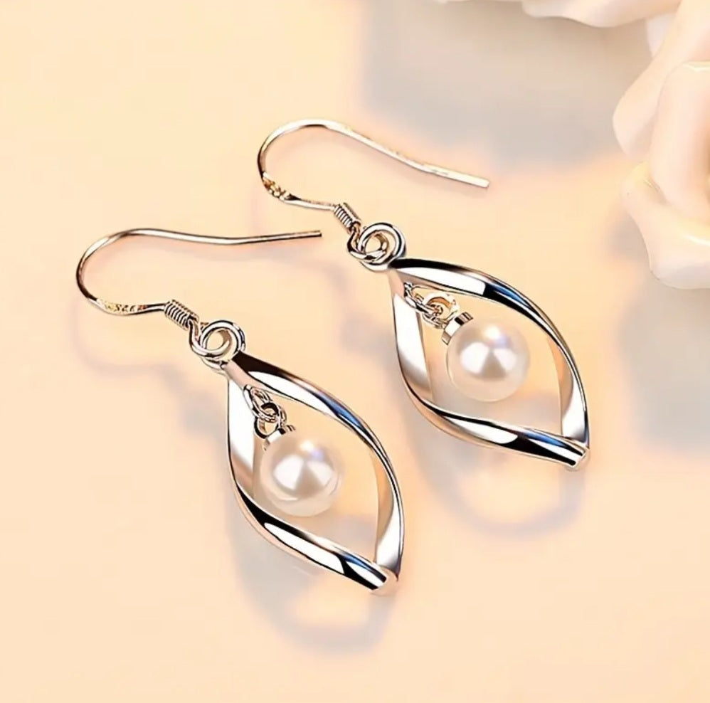 boucles Lorena argenté perle