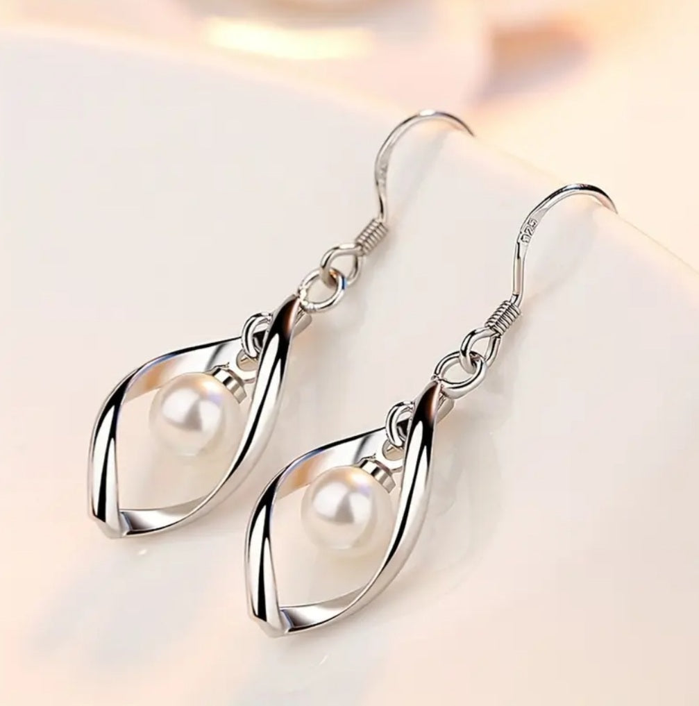 boucles Lorena argenté perle