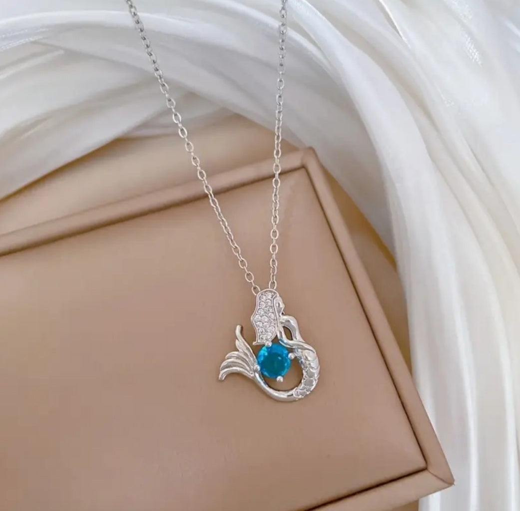 Collier Sirène strass bleu