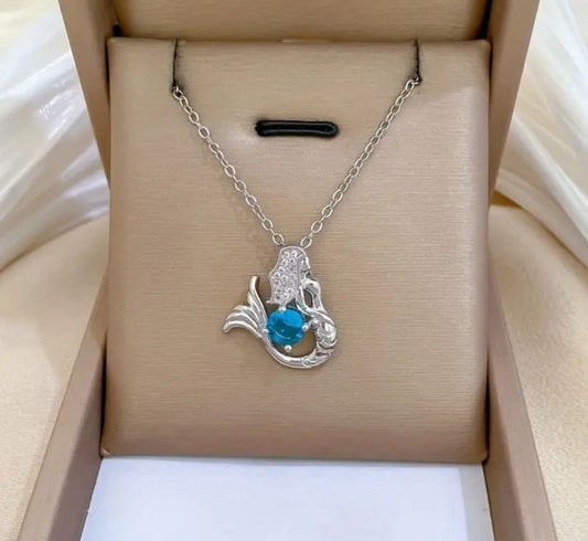 Collier Sirène strass bleu