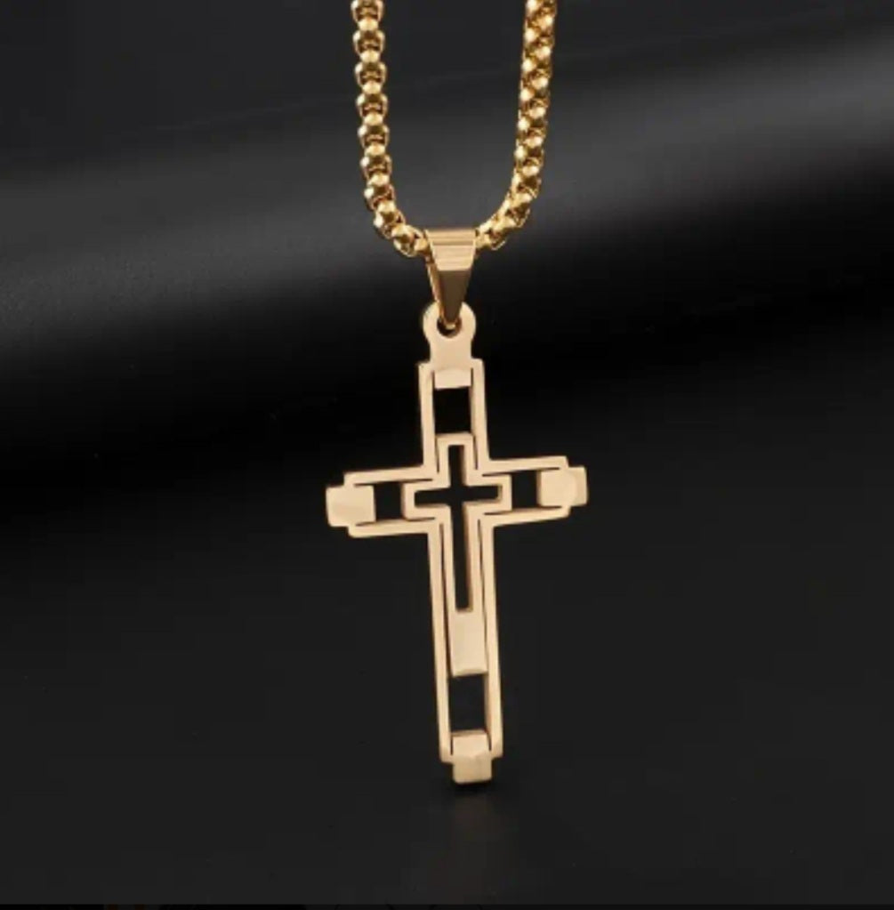 Collier croix religieuse doré