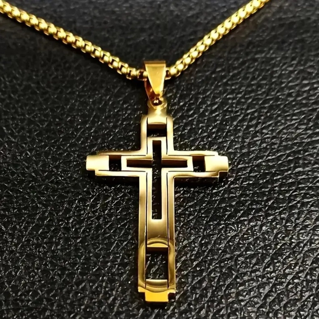 Collier croix religieuse doré