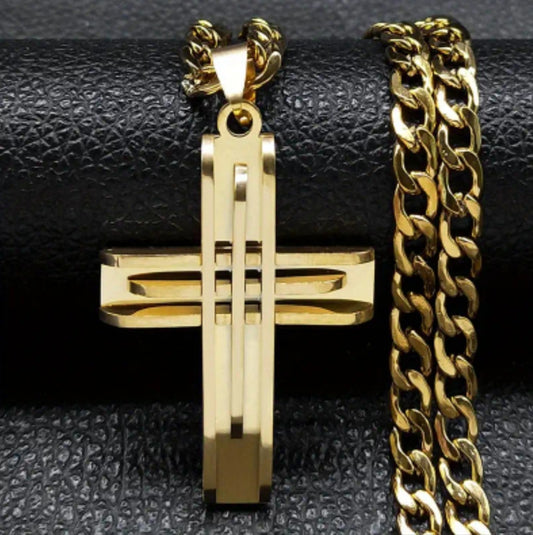 Collier croix doré