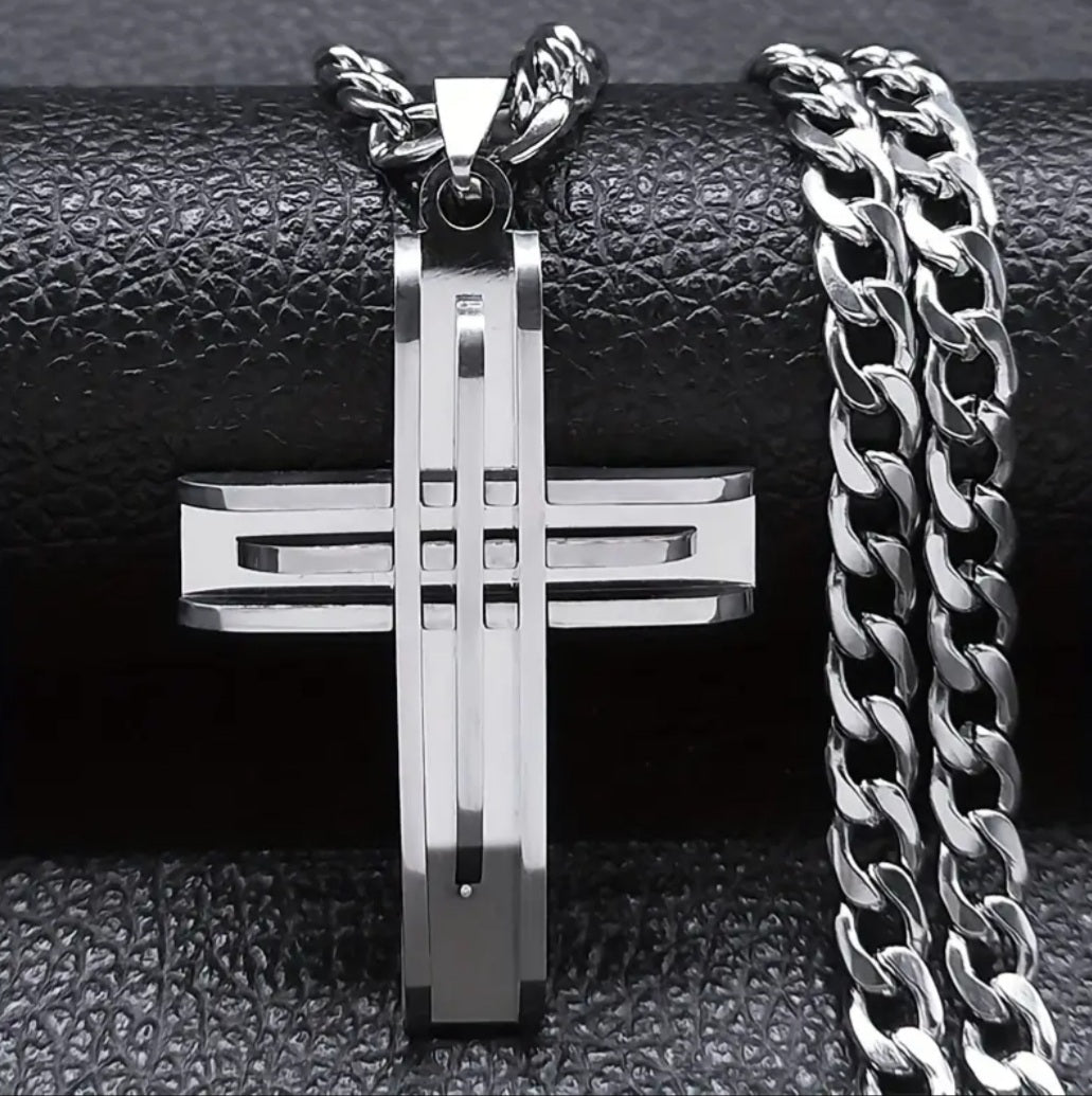 Collier croix argenté