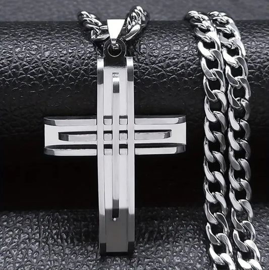 Collier croix argenté