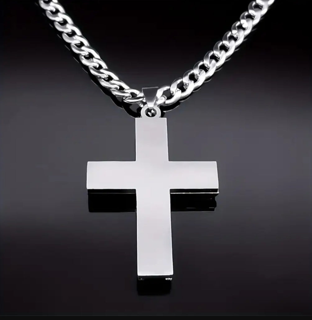 Collier croix argenté