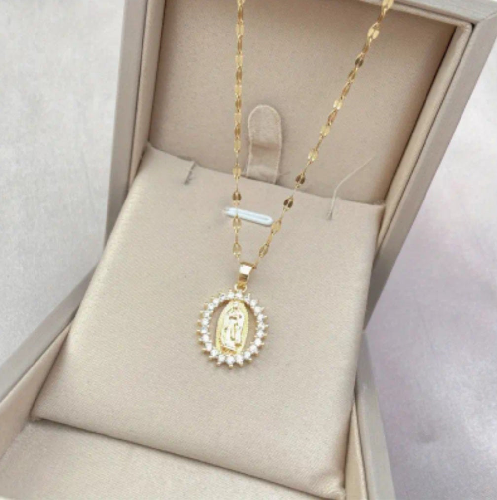 Collier ovale Marie strass doré