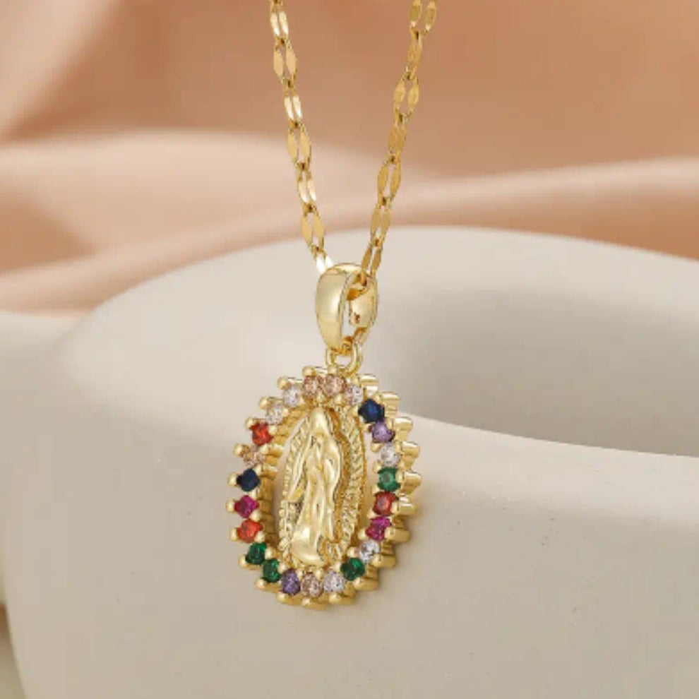 Collier ovale Marie strass colorés