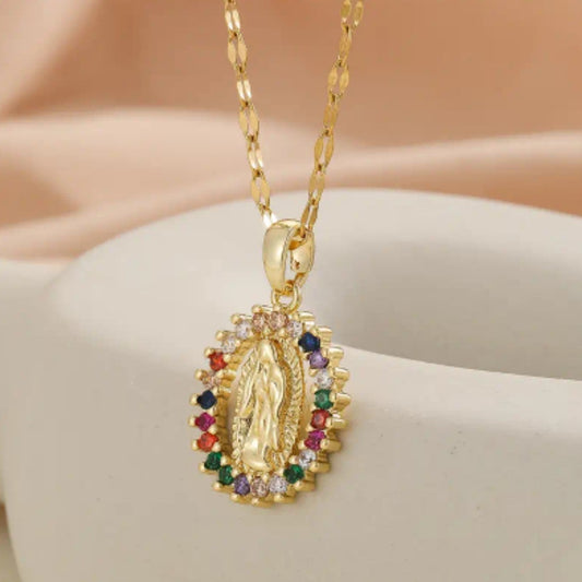 Collier ovale Marie strass colorés