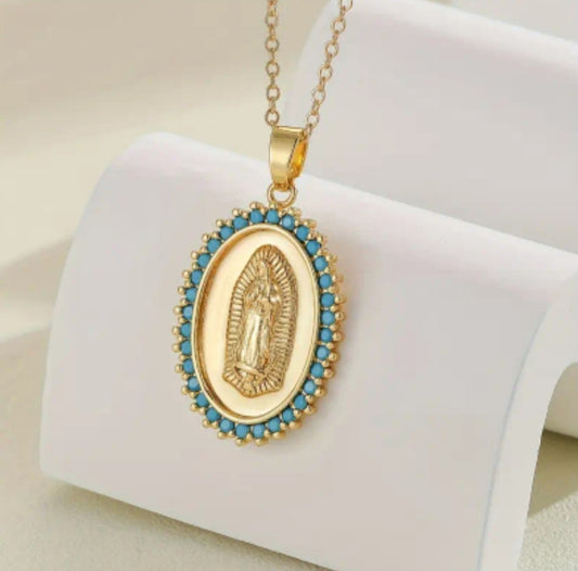 Collier doré turquoise