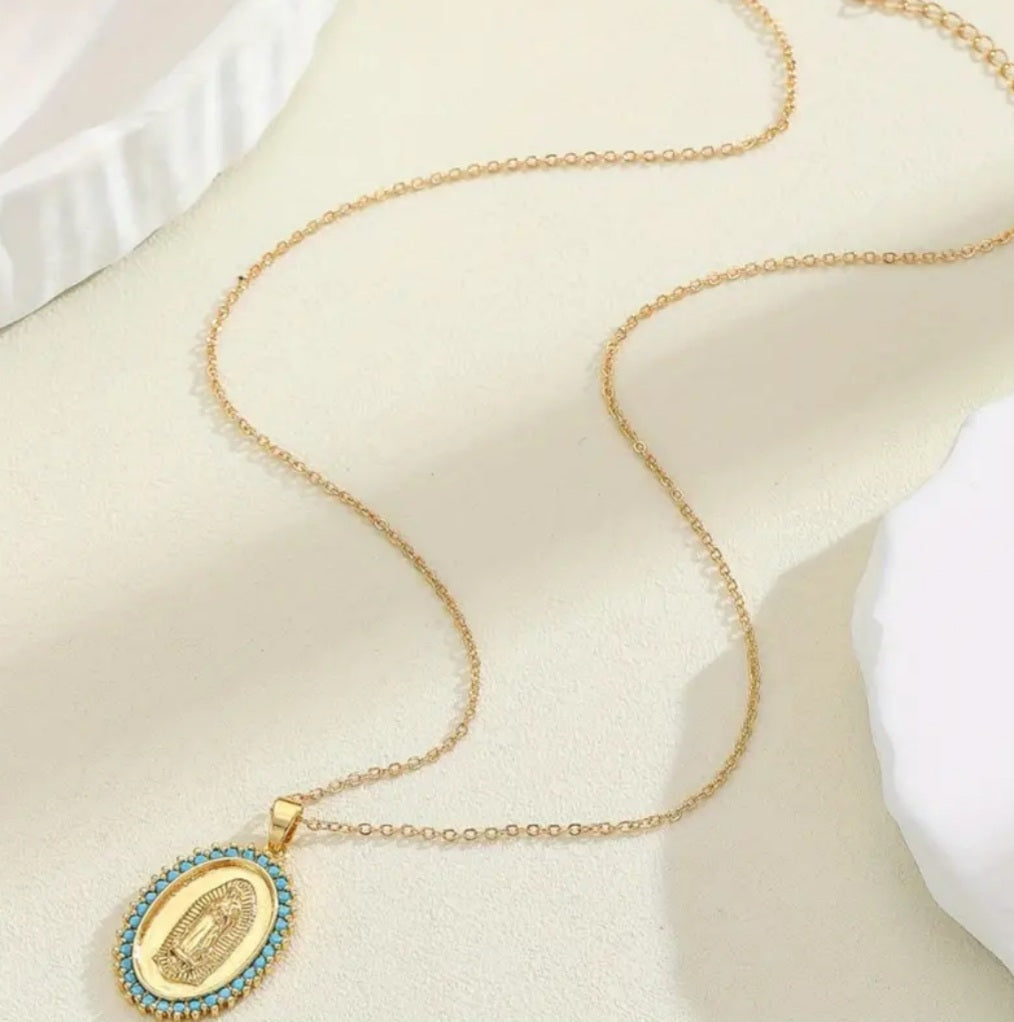 Collier doré turquoise