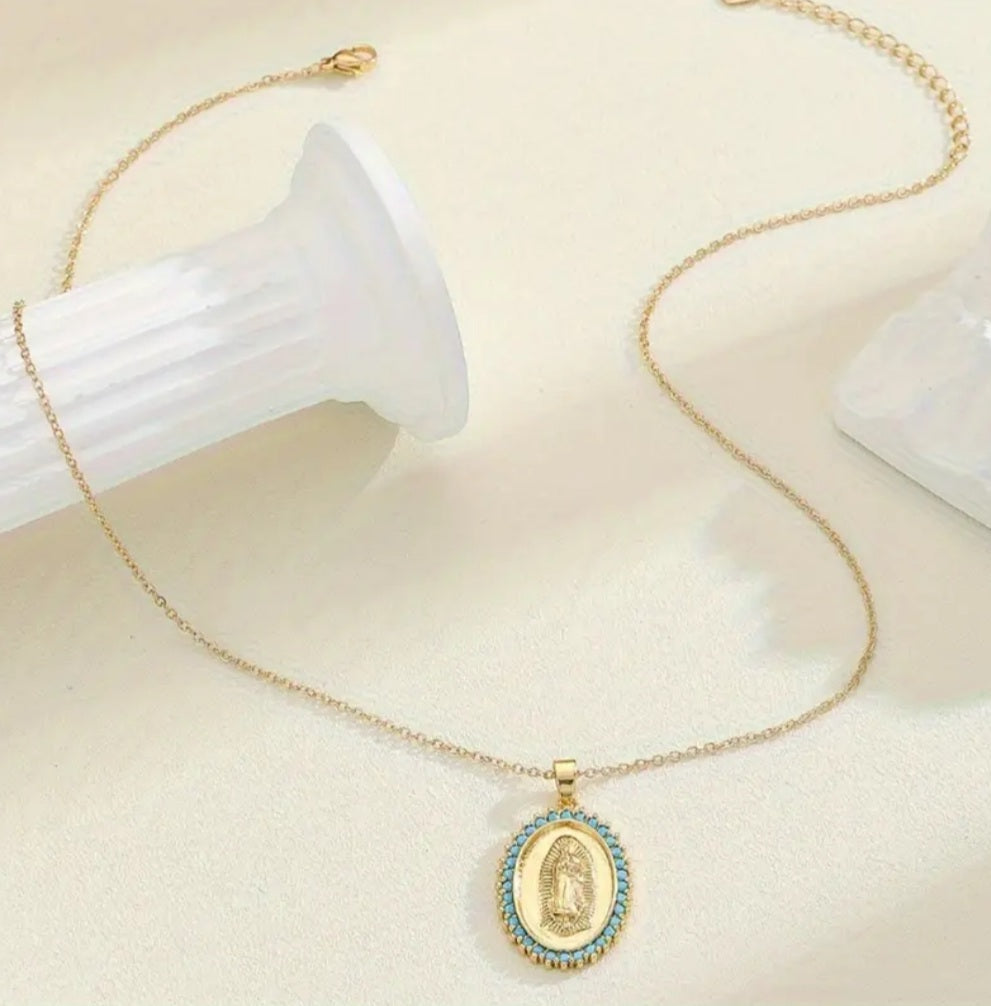 Collier doré turquoise