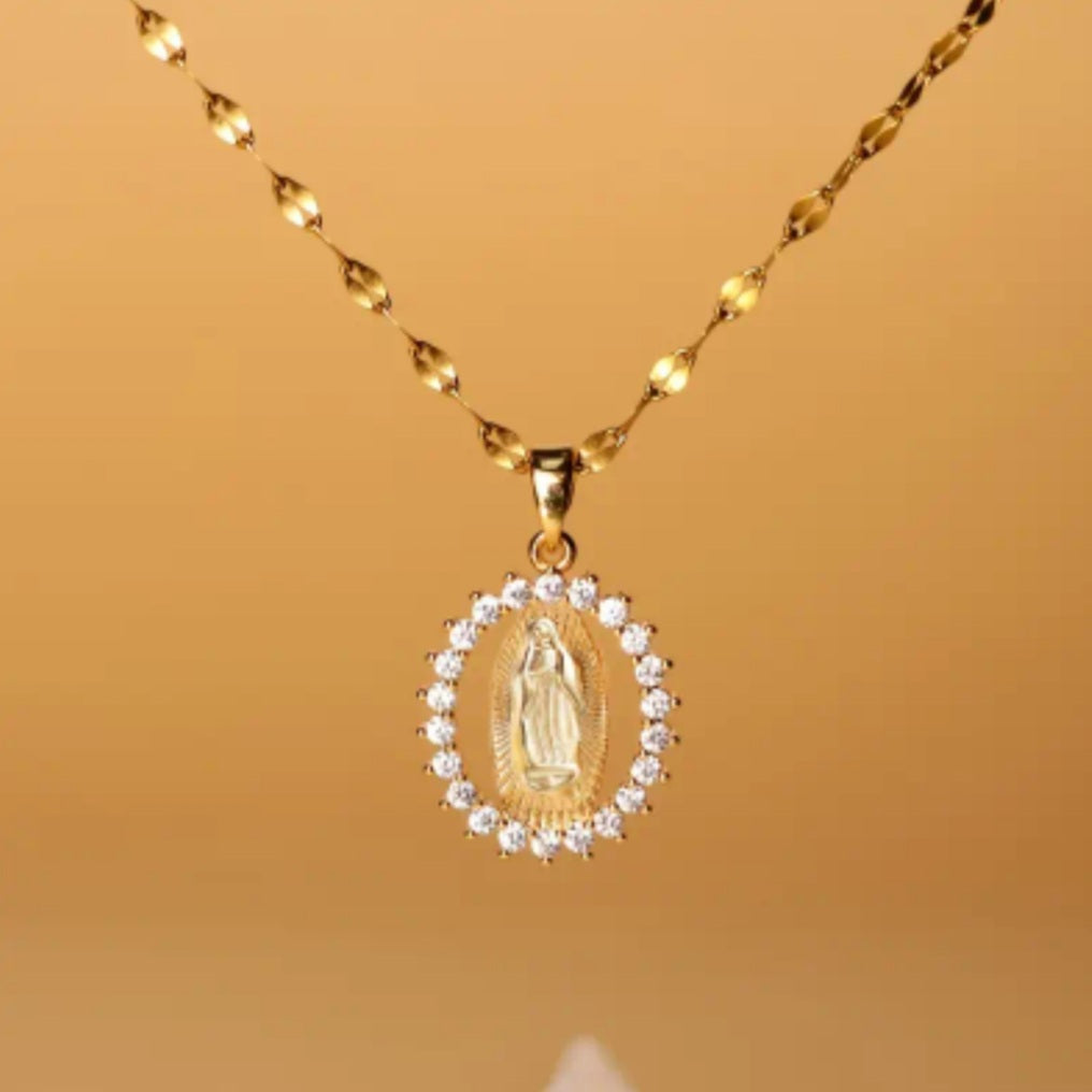 Collier Marie doré strass