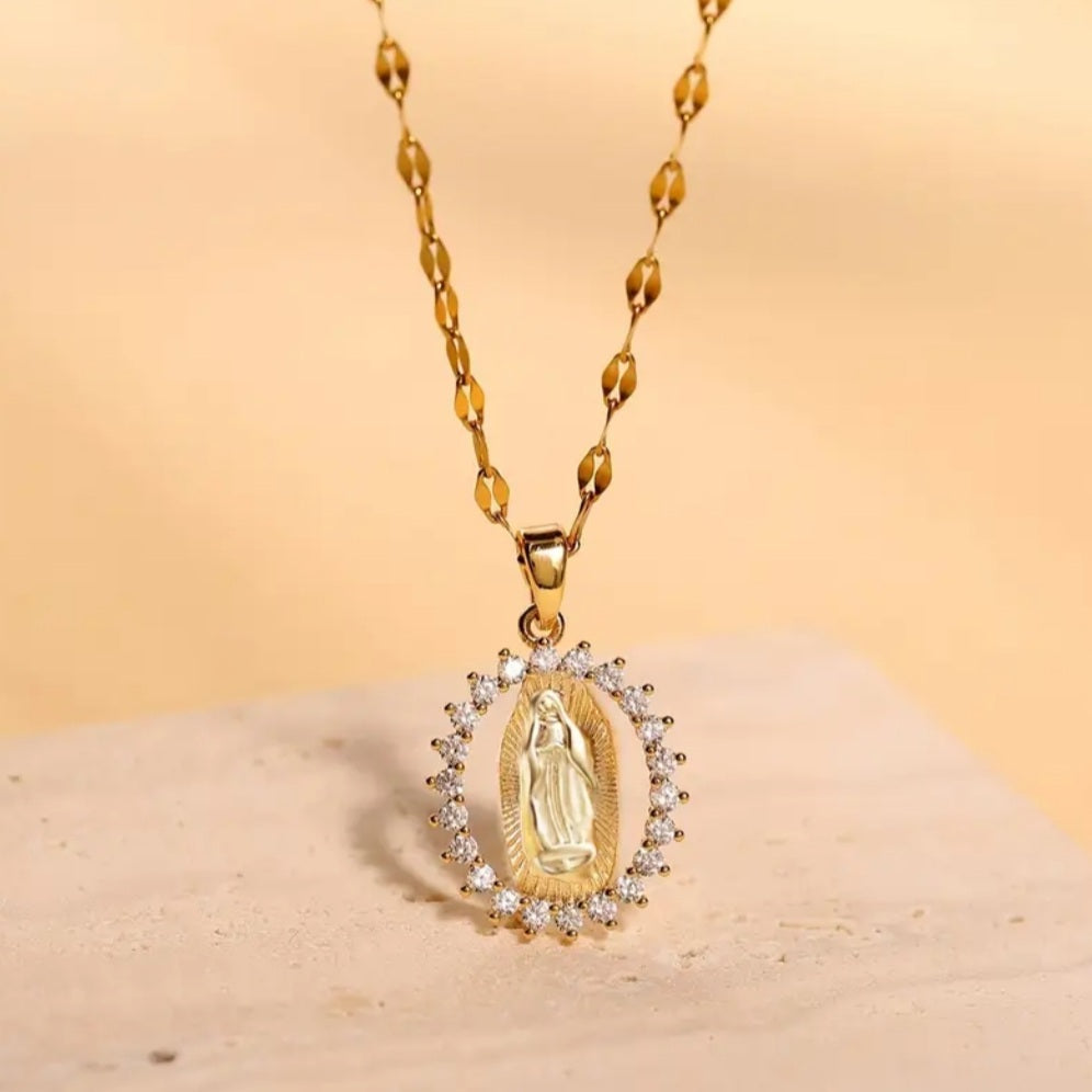 Collier Marie doré strass