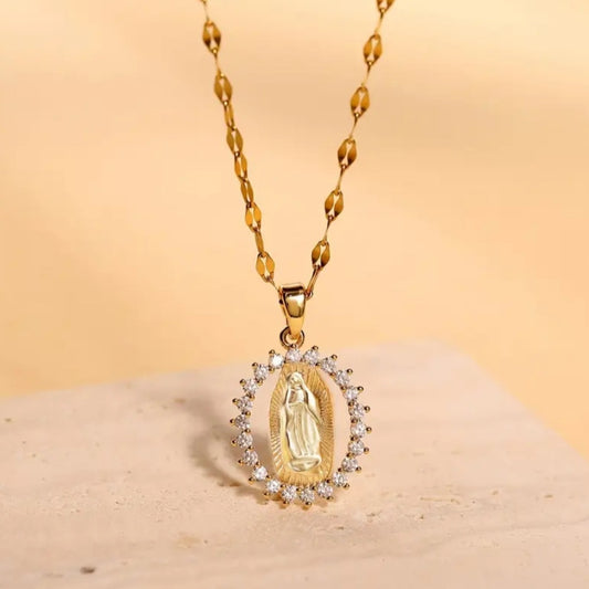 Collier Marie doré strass