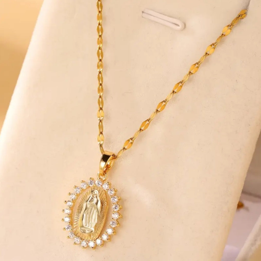 Collier Marie doré strass