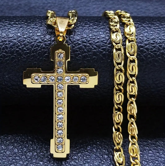 Collier croix doré