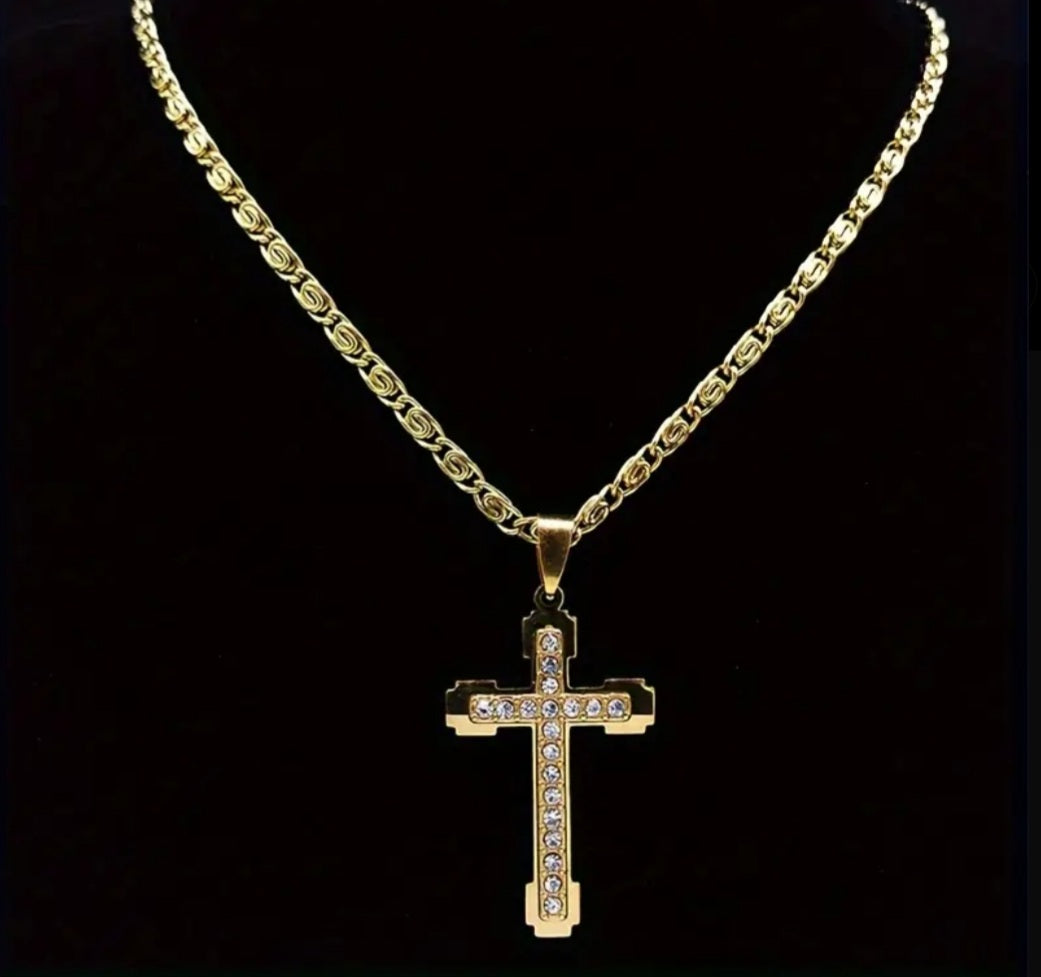 Collier croix doré