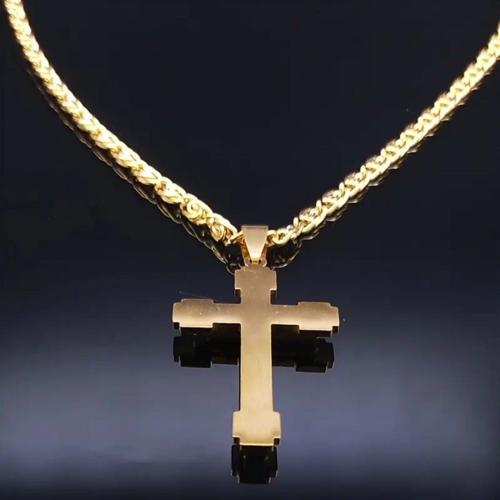 Collier croix doré