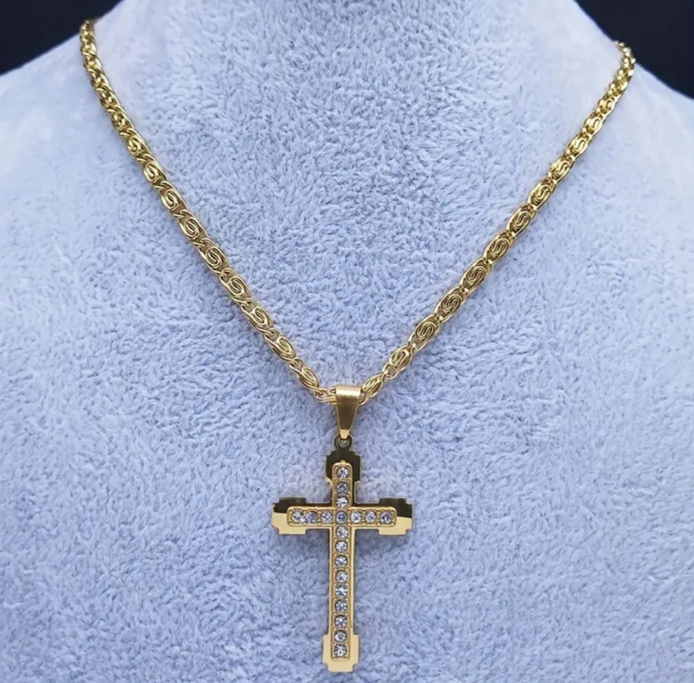 Collier croix doré