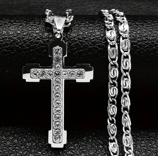 Collier croix argenté