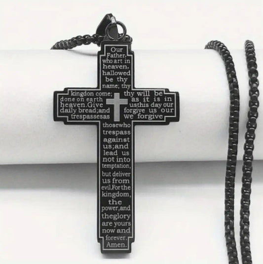 Collier croix noir
