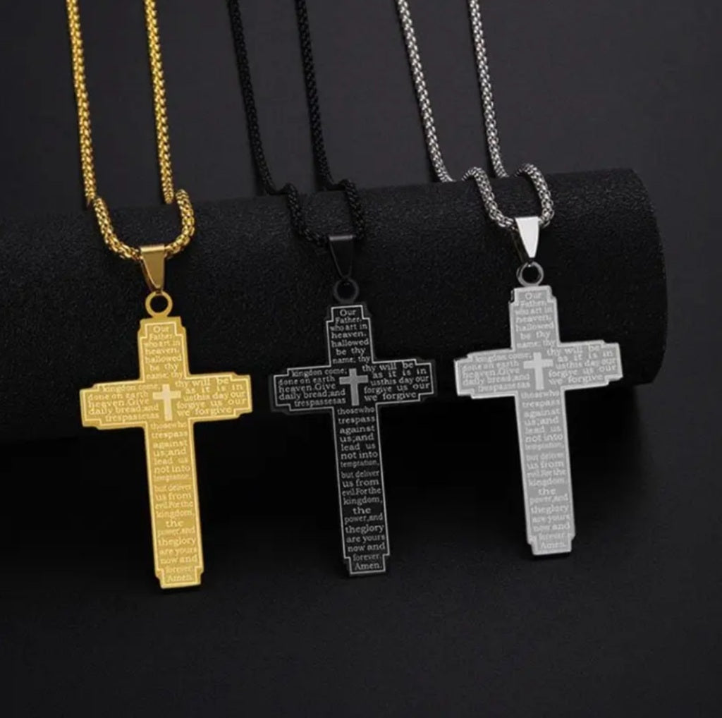 Collier croix noir