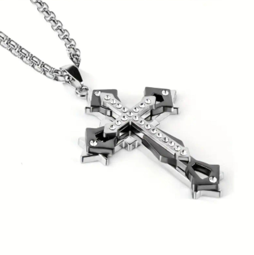 Collier Croix acier titane