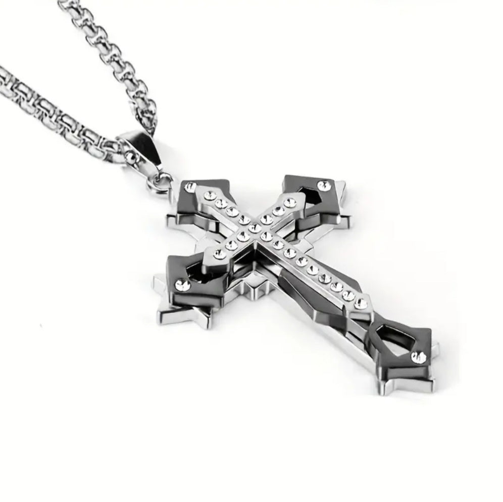 Collier Croix acier titane