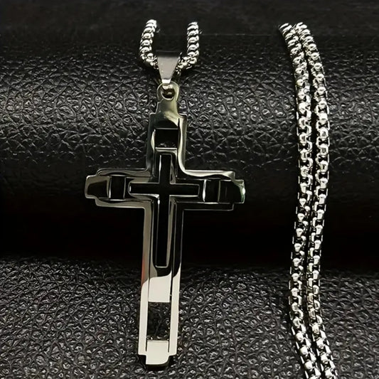 Collier croix argenté